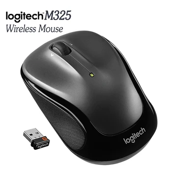 Logitech M325 Офисная беспроводная мышь с 3 кнопками, объединяющий приемник с частотой 1000 точек на дюйм, 2,4 ГГц, Эргономичные оптические мыши, ноутбук для делового комфорта