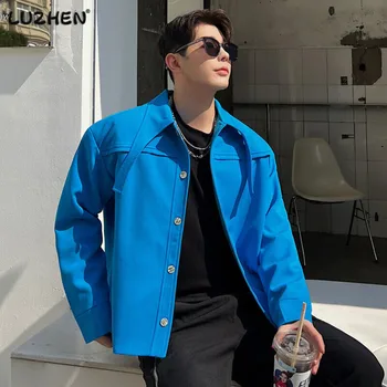 LUZHEN 2023 Корейский Нишевый дизайн Модная Однотонная элегантная куртка Мужская повседневная Модная Оригинальная индивидуальность Мужское пальто Новинка 6ccfc7
