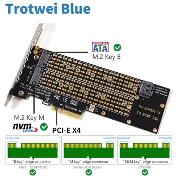 M.2 Адаптер NVMe SSD к карте PCIe Ключ M + Ключ B с Вентилятором Кабель SATA PCIE к Адаптеру M2 Поддерживает 2230 2242 2260 2280 22110