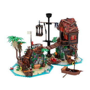 MOC Pirates 6270 Модель пляжного средневекового замка Модульные строительные блоки Кирпичи для сборки на закрытом острове для детских подарков на День рождения