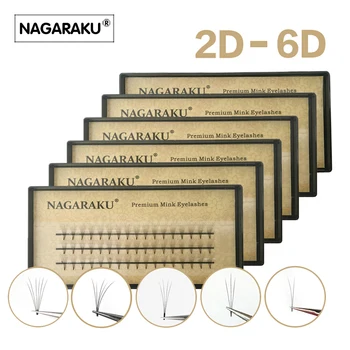 NAGARAKU 0.07C 2D-6D Термосклеенные Готовые объемные веера из искусственной норки Для наращивания ресниц в русском стиле, искусственные накладные ресницы