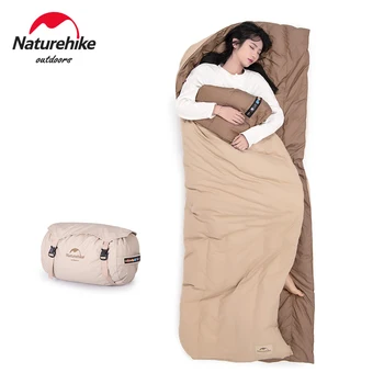 Naturehike Одноместный Сверхлегкий спальный мешок на 90% гусином пуху для зимнего кемпинга, сохраняющий тепло конверт, Ленивая сумка