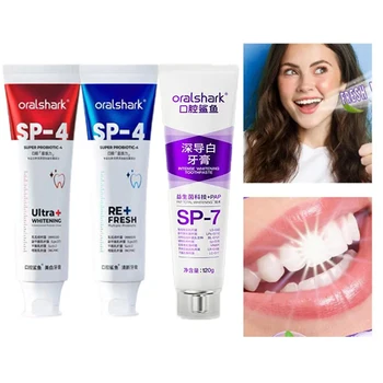 Oralshark SP4 Оригинальная Отбеливающая Зубная Паста С Пробиотиками Fresh Breath Красная Синяя Фиолетовая Семейная Упаковка Для Защиты десен zz