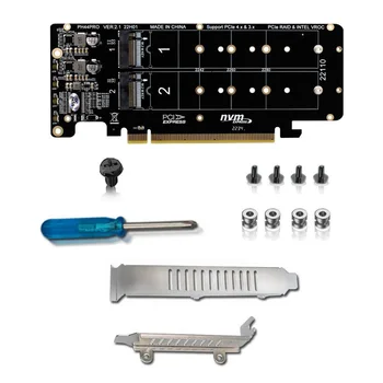 PCIE X16 - M.2 M-Key NVMEx4 SSD 2U Серверная Riser Card Двухсторонняя 4-Дисковая Разделенная карта NVME RAID PCI-EX16