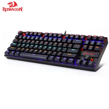 Redragon Kumara K552-KRMechanical Gaming Keyboard Проводная Клавиатура с Радужной Подсветкой и Красными Переключателями для Игрового ПК с Windows 87 Клавиш