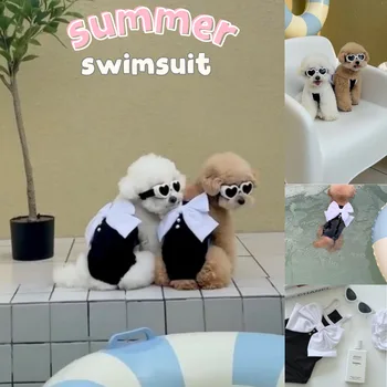 S-XL Милый дышащий эластичный летний купальник для домашних животных, бикини, одежда для маленьких средних собак, праздничные костюмы