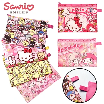Sanrio Папка с файлами Hello Kitty, мультяшные Папки, Студенческие папки для документов, Сумка из ткани Оксфорд формата А5, Канцелярские принадлежности на молнии, детские принадлежности
