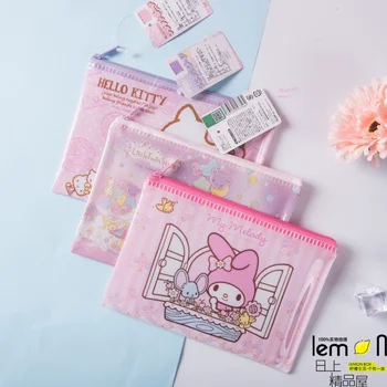 Sanrio Подлинное издание Kawaii Hello Kitty Cartoon Student Сумка для файлов формата А4 Аниме Girl Heart Cute Ticket Test Бумажная Информационная сумка