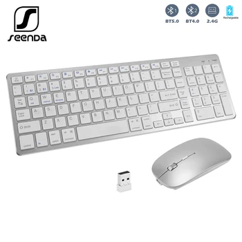 SeenDa Bluetooth Клавиатура Мышь расческа Клавиатура для нескольких устройств для Windows/ iOS/ Android Перезаряжаемый Набор Беспроводной клавиатуры 2.4 G