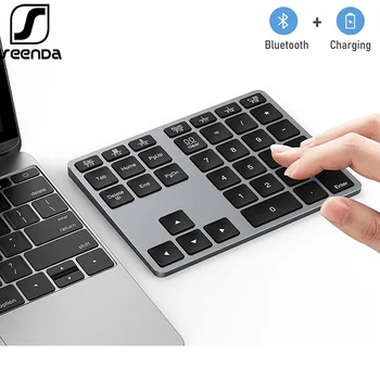 SeenDa Беспроводная Цифровая клавиатура Bluetooth для Ноутбука Перезаряжаемая Цифровая Клавиатура с 35 Клавишами Алюминиевая Цифровая Клавиатура для Mac Windows
