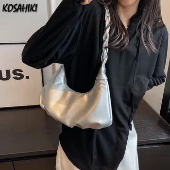 Sweet Y2k Эстетичные Модные Элегантные женские сумки Японские однотонные сказочные плиссированные сумки через плечо Модная офисная женская сумка подмышками