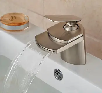 Vidric Водопад, короткая раковина с одной ручкой, смеситель для ванной комнаты, матовый никель, горячая и холодная вода, палубные смесители