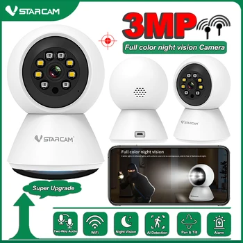 Vstarcam 3MP HD 1296P WiFi Беспроводная PTZ IP-Камера Полноцветного Ночного Видения AI Humanoid Detection Домашняя Охранная Сигнализация Радионяня