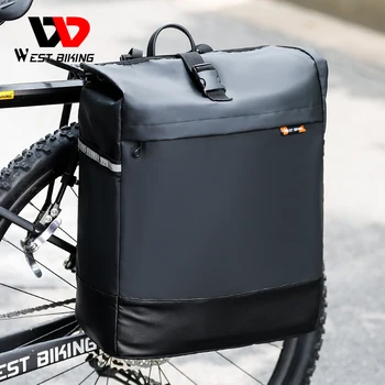WEST BIKING 30-литровая велосипедная корзина большой емкости, водонепроницаемая светоотражающая сумка для сиденья велосипеда, багажник для MTB шоссейного велоспорта, сумка для багажника
