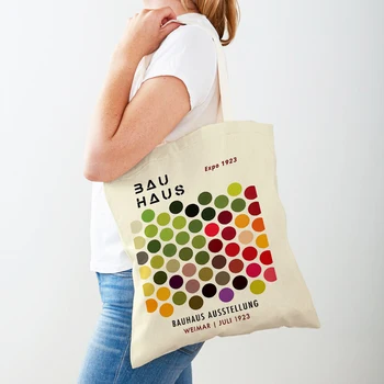 Абстрактная Зеленая радуга, сумка для покупок Bauhaus, геометрические круги, женская сумка-тоут, модные художественные повседневные женские сумки для покупок