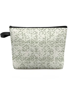 Абстрактная Круговая геометрия, художественная Бело-зеленая косметичка, сумка для путешествий, женские косметические сумки, органайзер, пенал для хранения.