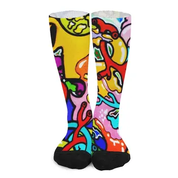 Абстрактное граффити с разноцветными трубками и биологической артерией забавная красочная тема HD Носки носки мужские носки man