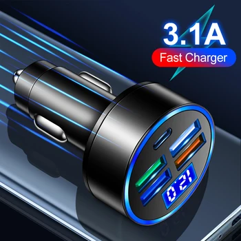 Автомобильное автомобильное зарядное устройство type-c автомобильное зарядное устройство Быстрое зарядное устройство QC3.0 стабильное соединение из алюминиевого сплава 1PD Широкая совместимость Черный прочный