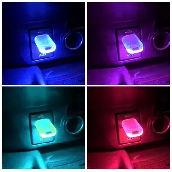 Автомобильный Мини USB Светодиодный светильник Сенсорный выключатель RGB Красочное Освещение атмосферы салона автомобиля Для зарядки мобильных устройств ПК Маленькая лампа