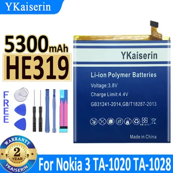 Аккумулятор YKaiserin HE319 HE 319 5300 мАч для Nokia 3 Nokia3 TA-1020 1028 1032 1038 Литий-полимерные аккумуляторы + Бесплатные инструменты