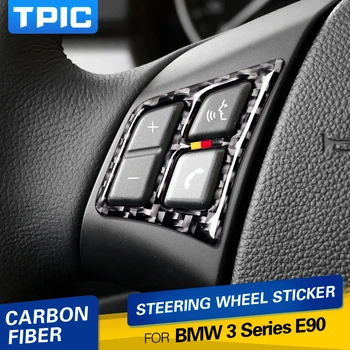 Аксессуары для интерьера автомобиля TPIC, кнопки на рулевом колесе из углеродного волокна, наклейки для BMW E90 3 серии (2005-2012) Для стайлинга автомобилей