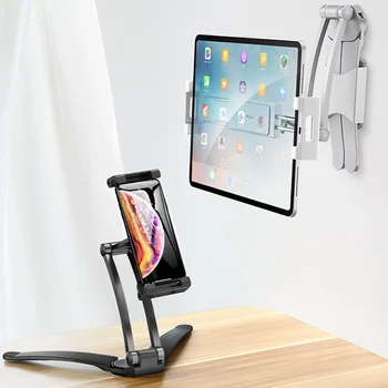 Алюминиевая Кухонная подставка для настольного телефона и планшета, Подвижная Регулируемая подставка для настольного планшета 5-13 дюймов для iPad Pro 12.9