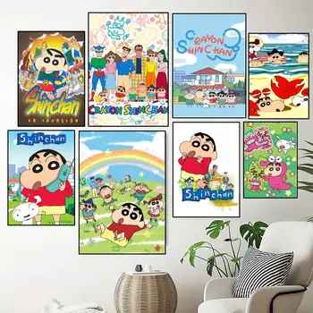 Аниме C-Crayon S-Shin-chans, Милые постеры, Настенная живопись, Наклейка на стену в спальне, гостиной, Маленькая