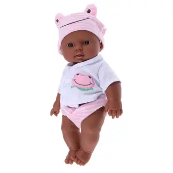 Африканец 12 дюймов в одежде, цвет кожи новорожденного, Мягкое тело, гибкие суставы - Розовый