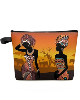 Африканские женщины в этническом стиле, Черные Женщины, косметичка, Дорожные принадлежности, женские косметические сумки, органайзер для хранения, пенал