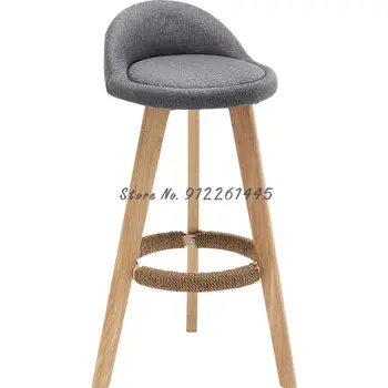 Барный стул из массива дерева, скандинавский современный простой барный стул с бытовой спинкой, барный стул на стойке регистрации, магазин чая с молоком, высокий стул для отдыха