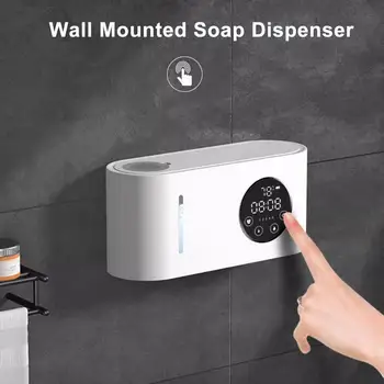 Бесконтактный дозатор мыла Автоматический датчик дозатора мыла Бесконтактный дозатор мыла для ванной комнаты с ЖК-дисплеем Регулируемая громкость