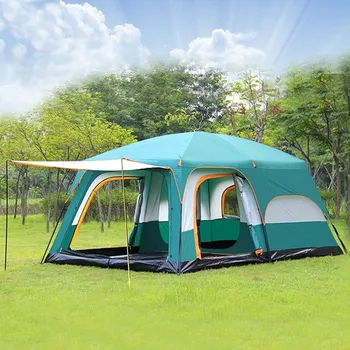 Большая Роскошная Двухслойная Водонепроницаемая палатка для семейного кемпинга на открытом воздухе на 3-4 человека