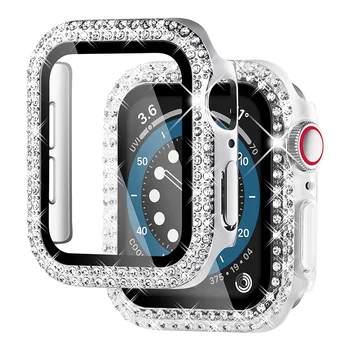 Бриллиантовый чехол для Apple watch band 44 мм 42 мм 38 мм iwatch series 6 5 4 se Bling Bumper Защитная крышка экрана для apple watch case