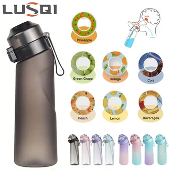 Бутылка для воды со вкусом LUSQI Air, кольцо с 7 вкусами, модный соломенный пластиковый стаканчик из тритана, подходящий для занятий спортом на открытом воздухе и фитнесом