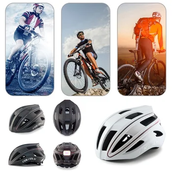 Велосипедный шлем, дышащий Спортивный защитный шлем, зарядка через Micro-USB со светодиодной подсветкой, Встроенный аккумулятор емкостью 300 мАч, Велосипедное снаряжение