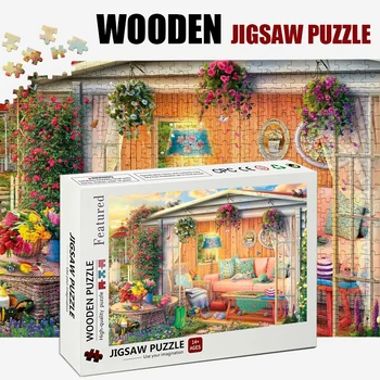 Весенний сад, коттеджный пейзаж, 500/1000 частей головоломки, деревянная головоломка, сборка головоломки для взрослых, игрушки, сделай сам, подарок