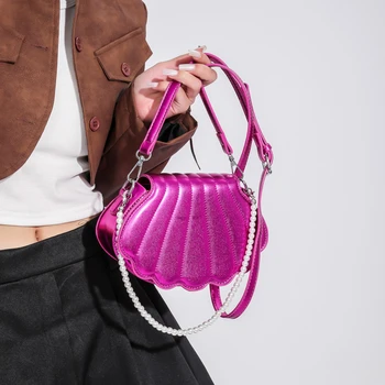 Винтажные сумки через плечо в виде ракушки для женщин, сумки и кошельки 2023, новая брендовая дизайнерская женская сумка-мессенджер высокого качества