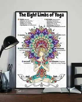 Восемь ветвей йоги для медитации, ретро Металлические жестяные вывески, Винтажная алюминиевая вывеска для домашнего кофейного бара, декор стен 8x12 дюймов