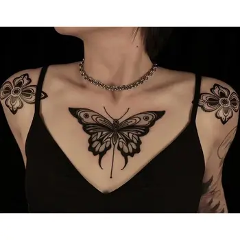 Временные татуировки в стиле панк, сексуальная бабочка в готическом стиле, дешевые товары Y2K, черная татуировка, Милая Карнавальная татуировка, поддельные татуировки для женщин