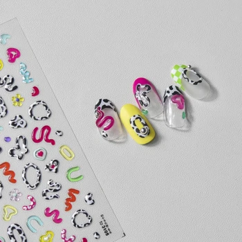 Высококачественные желейные наклейки для ногтей, милые наклейки для ногтей с рисунком молочной коровы, ожерелье из роз любви, сделай сам, красочные наклейки для ногтей, принадлежности для ногтей