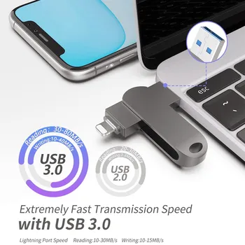 Высокоскоростное Хранилище USB Флэш-Накопитель USB Pendrive для iPhone Xs Max X 8 7 6 iPad 16/32/64/128 256gb GB Key MFi Lightning Pen drive