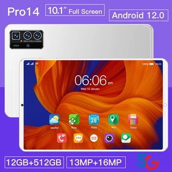 Глобальная версия Pro 14 Android Планшет 10,1 дюймов HD 16G + 1 ТБ Планшет 5G С двумя SIM-картами или WIFI Google Play Планшетный ПК Для работы