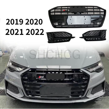 Глянцевая черная сетка Решетки Противотуманных фар в стиле S6 Для Audi A6 C8 S6 2019 2020