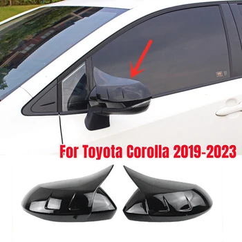 Глянцевый Черный БЫЧИЙ Рог Боковая Дверь Зеркало Заднего Вида Накладка Крышки Запчасти Для Toyota Corolla 2019-2023