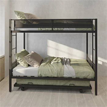Двухъярусная кровать Twin Over Twin с перекладиной из дерева и текстильным ограждением Прочная И долговечная, легко монтируется для изготовления мебели для спальни