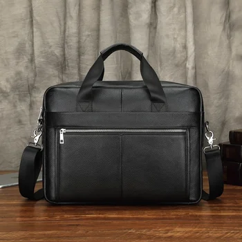Деловой мужской портфель из натуральной кожи Модная мужская сумка Офисная 14-дюймовая сумка для ноутбука Большой емкости Мужская сумка-мессенджер