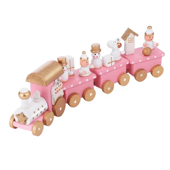 Деревянный Поезд, Мини-Рождественская игрушка, Набор Игрушек для настольной вечеринки, Декор детского обеденного стола из четырех секций