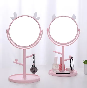 Держатель подставки для зеркала для макияжа с милыми кошачьими ушками, вращающийся на 360 °, основание столешницы Используется для настольных косметических зеркал в ванной комнате