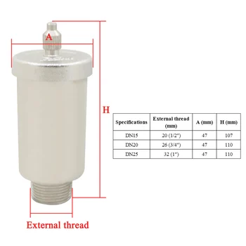 Для DN15 DN20 никелированный автоматический клапан выпуска воздуха Высокотемпературный Выпускной клапан вертикального типа с большим расходом