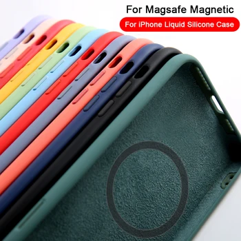 Для Magsafe Магнитный Беспроводной Чехол Для Зарядки iPhone 15 13 11 12 14 Pro MAX Mini 8 Plus XR XS Max X SE Жидкий Силиконовый Чехол